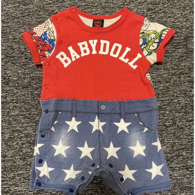 BABYDOLL(ベビードール)の【お値下げ中】BABYDOLL半袖ロンパース70 キッズ/ベビー/マタニティのベビー服(~85cm)(ロンパース)の商品写真