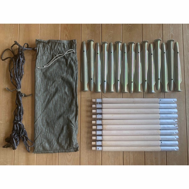希少入手困難品【極上品・緑ボタン】ノルウェー軍幕 木製ポール一式