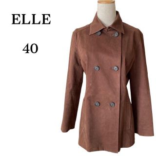 エル(ELLE)のELLE エル　レトロクラシカルピーコート　ショート丈　ジャケットブラウン(テーラードジャケット)