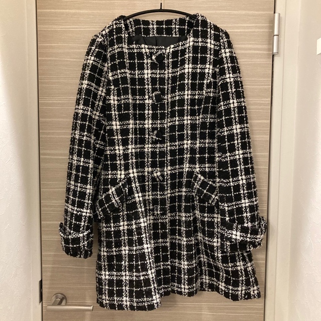 GU - GU ノーカラー チェック ツイード コート ジャケットの通販 by by