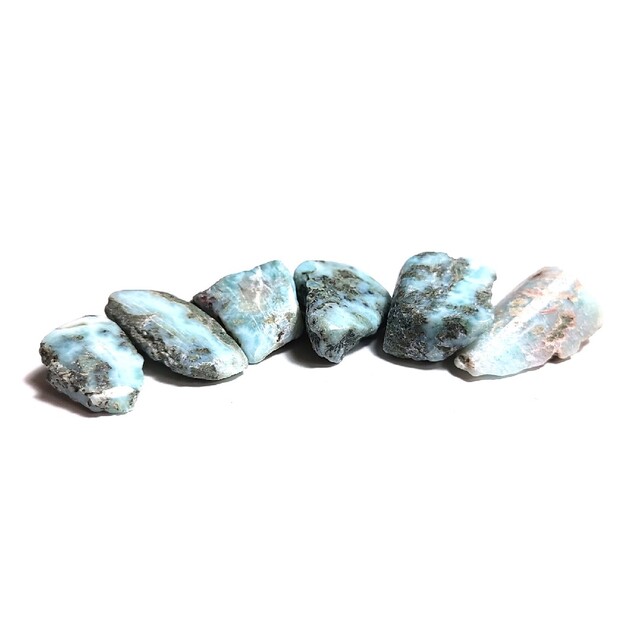 H3935【天然石】ラリマー 磨き原石 6個セット 置き石