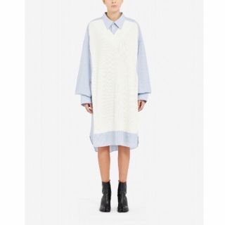 マルタンマルジェラ(Maison Martin Margiela)のmaison margiela ドッキング ストライプ シャツ ワンピース(ひざ丈ワンピース)