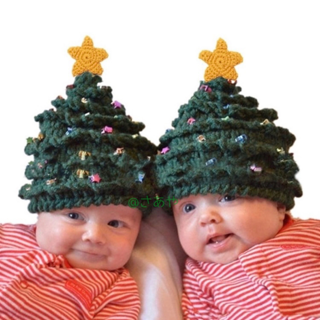 クリスマスツリー 子ども ニット帽  カラフル チャーミング お洒落 小物 帽子 キッズ/ベビー/マタニティのこども用ファッション小物(帽子)の商品写真