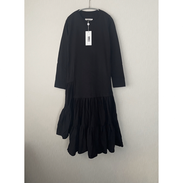 ブラックサイズ表記【新品】MM6 MaisonMargiela  裾フリル ロングワンピース