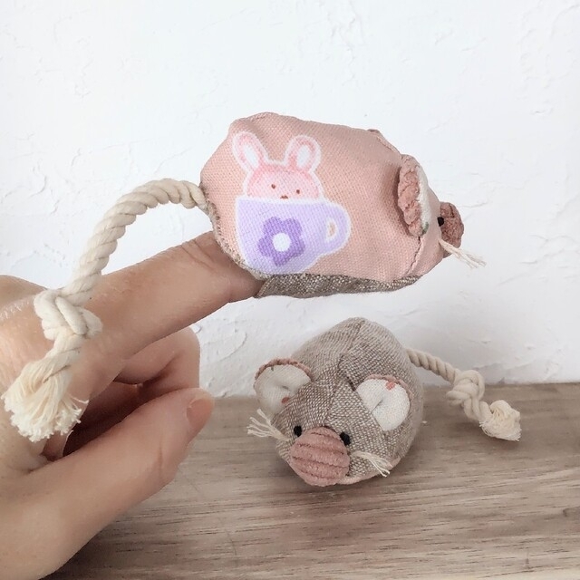 N46. 猫と遊ぼう 猫のおもちゃ ネズミ2匹セット ハンドメイドのペット(おもちゃ/ペット小物)の商品写真