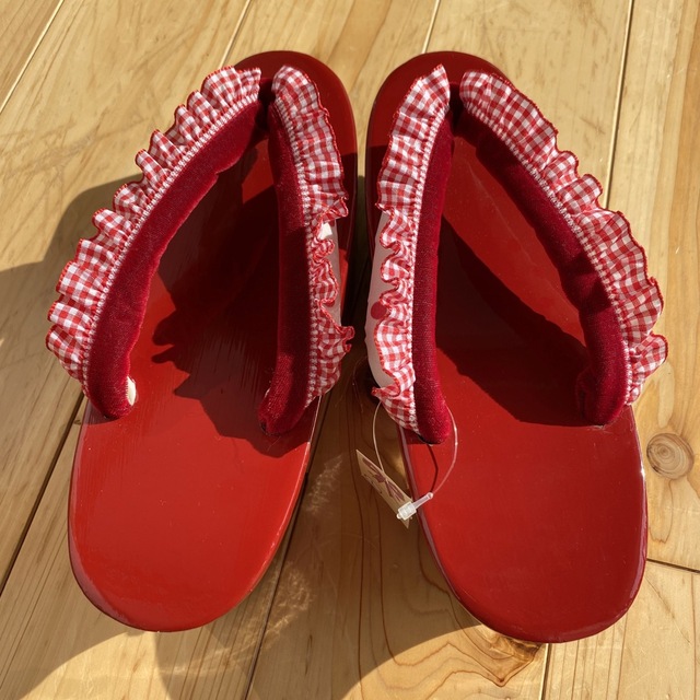 豆千代モダン  ハイヒール型  赤フリル レディースの靴/シューズ(下駄/草履)の商品写真