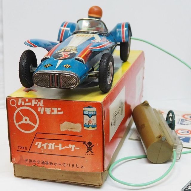 専用萬代屋タイガーレーサーリモコン動作不良ブリキ tin toy car 箱付