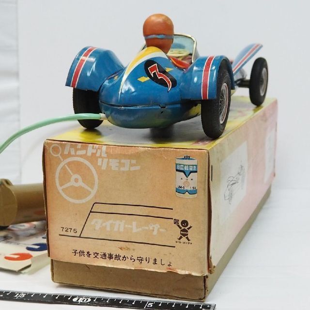 専用萬代屋タイガーレーサーリモコン動作不良ブリキ tin toy car 箱付