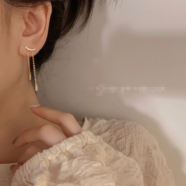 天然ダイヤモンド付きゆらゆらピアスk18