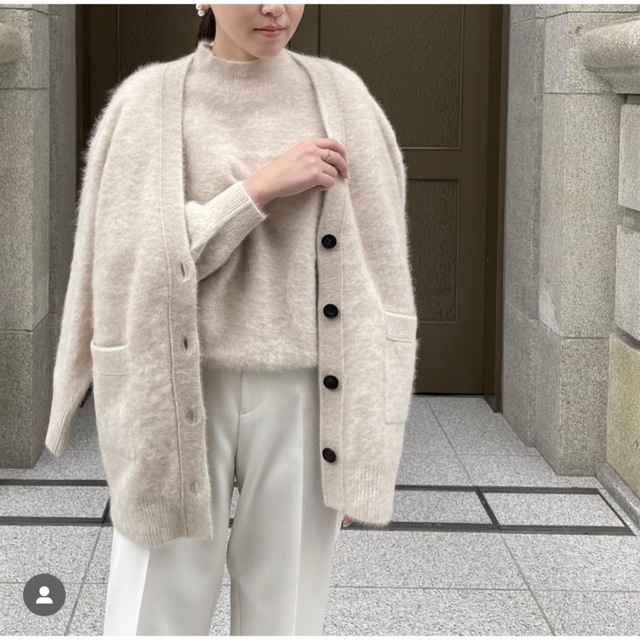 新品未使用 Drawer ウールカシミヤアラン編みフリンジUネック ニット-