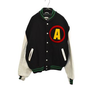 アベイシングエイプ(A BATHING APE)のA BATHING APE アベイシングエイプ ワッペン付レザー切替スタジャン 初期 ブラック(スタジャン)