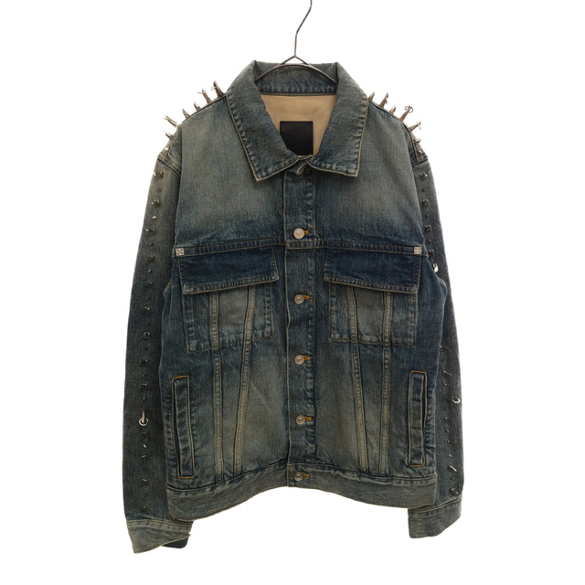 505センチ肩幅GIVENCHY ジバンシィ STUDS DENIM JACKET BM00Q65Y1A スタッズ付き デニムジャケット インディゴ ブルー