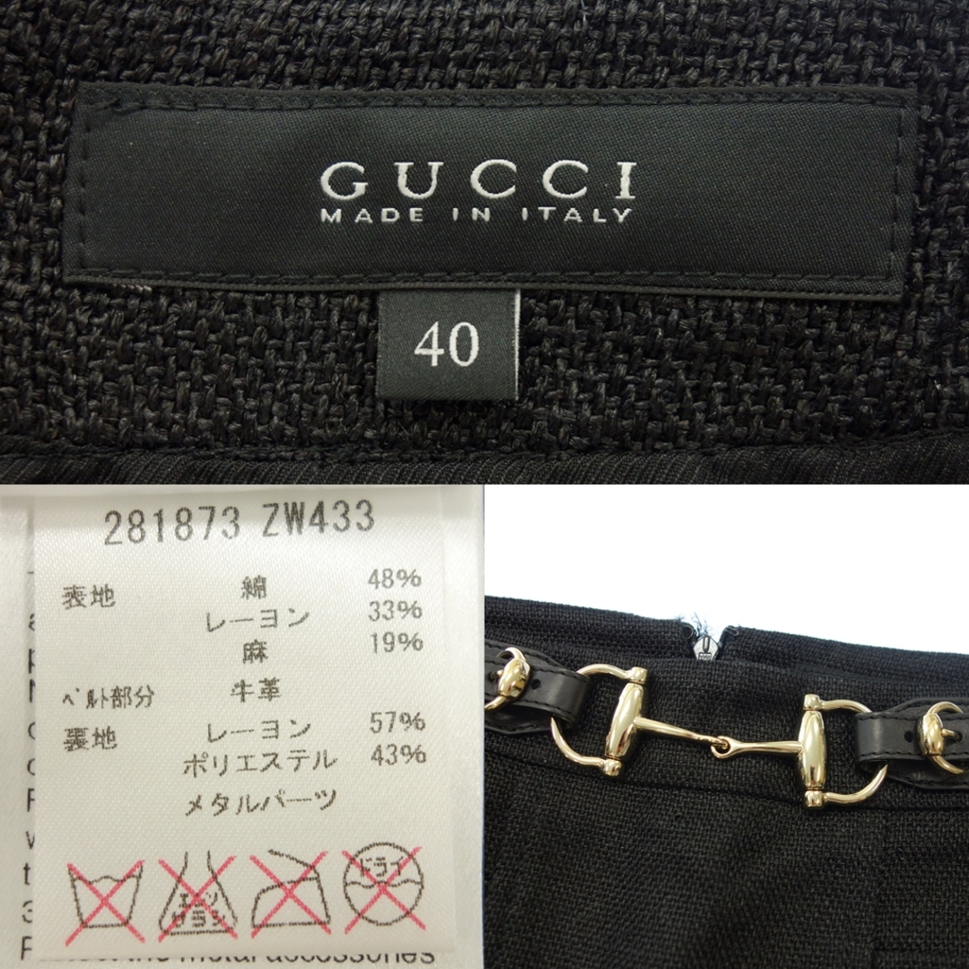Gucci(グッチ)のグッチ ミニスカート 281873 ビットデザイン リネン混【AFB45】 レディースのスカート(ミニスカート)の商品写真