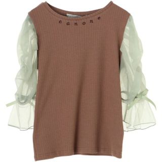 メゾンドフルール(Maison de FLEUR)のMaisondeFLEURcanoneﾌﾙｰﾂﾌｨﾙのｷｬﾝﾃﾞｨｰｶｯﾄｿ美品(Tシャツ(長袖/七分))