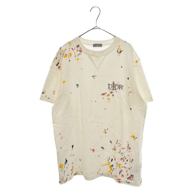 最初の オーバーサイズ Tシャツ 半袖 ペイントデザイン ゆったり 総柄