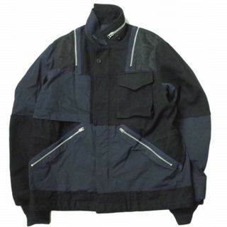 サカイ(sacai)のsacai サカイ 18AW 日本製 ハイブリッドミリタリージャケット 18-01749M 2 NAVY ドッキング ブルゾン アウター【中古】【sacai】(ミリタリージャケット)