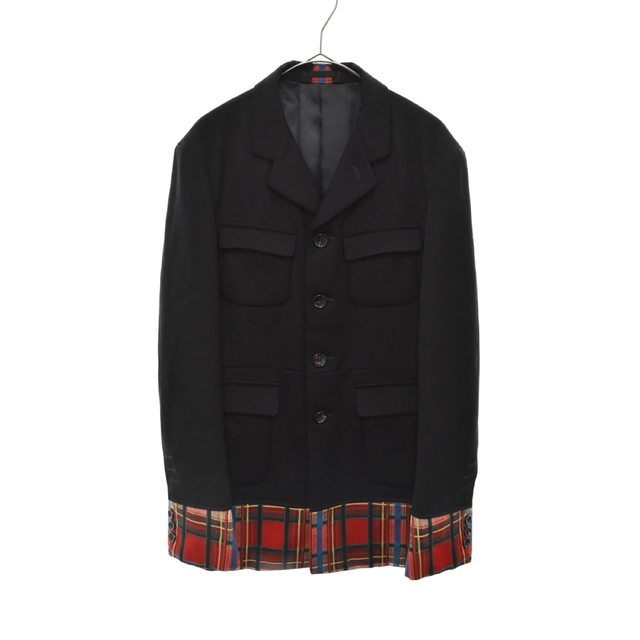 COMME des GARCONS HOMME PLUS(コムデギャルソンオムプリュス)のCOMME des GARCONS HOMME PLUS コムデギャルソンオムプリュス 00AW ウール ドッキング チェック 4B ジャケット ブラック PJ-04042S メンズのジャケット/アウター(フライトジャケット)の商品写真