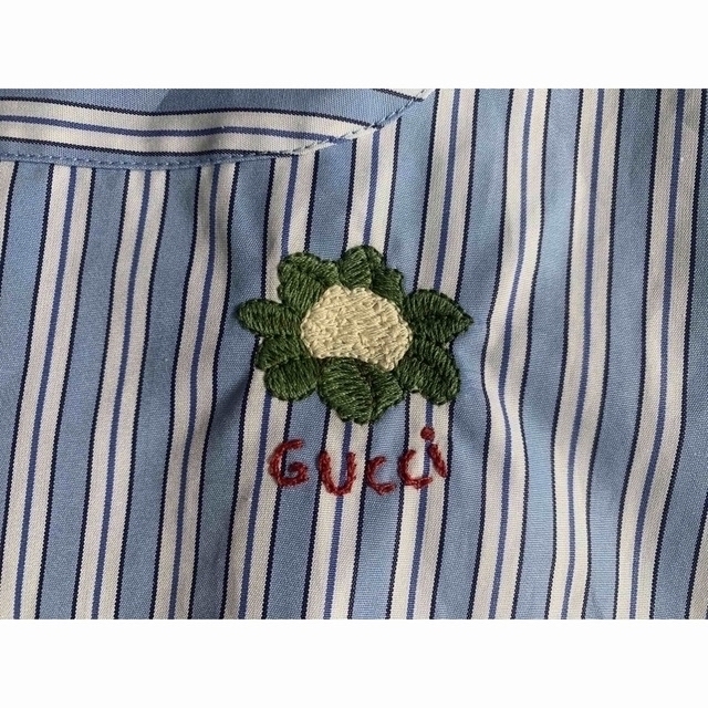 Gucci(グッチ)の【希少】gucci チルドレン キッズ ストライプバンドカラーシャツ 12Y レディースのトップス(シャツ/ブラウス(長袖/七分))の商品写真