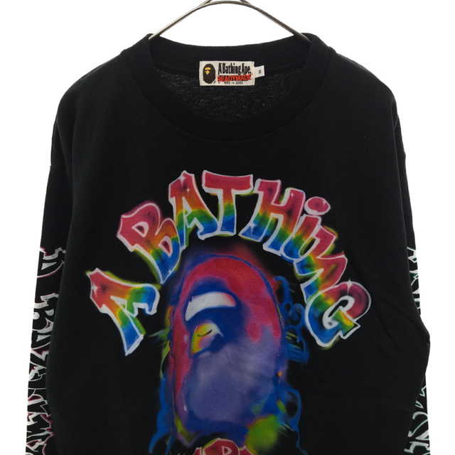 A BATHING APE アベイシングエイプ ×READYMADE SPRAY WIDE FIT L/S レディメイド スプレープリント ロングスリーブカットソー 長袖Tシャツ ブラック 001LTH231904X525センチ肩幅