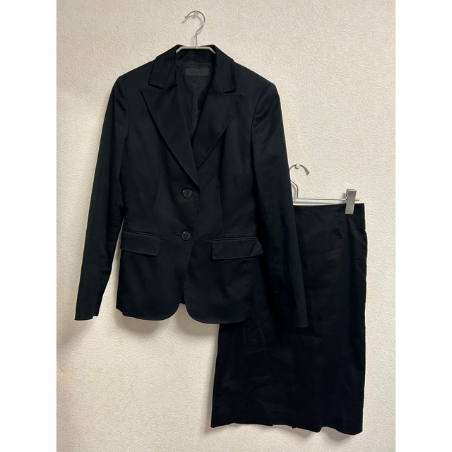 ICB(アイシービー)の【美品】iCBテーラードスカートスーツセットアップ　黒　ブラック　7 S レディースのフォーマル/ドレス(スーツ)の商品写真