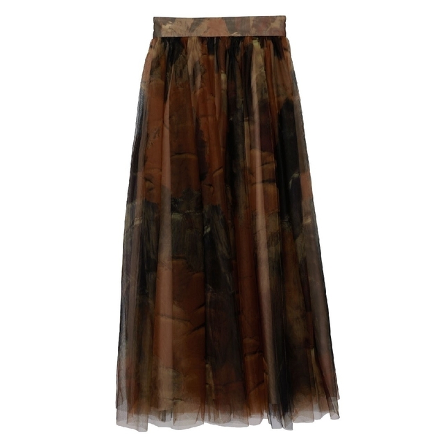 Ameri VINTAGE(アメリヴィンテージ)の新品 UND GYPSUM ART TULLE SKIRT ベージュ Sサイズ レディースのスカート(ロングスカート)の商品写真