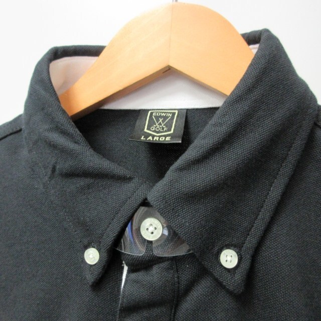 EDWIN(エドウィン)のエドウィン ゴルフ ウェア タグ付 ポロシャツ 箔プリントボーダー 黒 L メンズのトップス(ポロシャツ)の商品写真