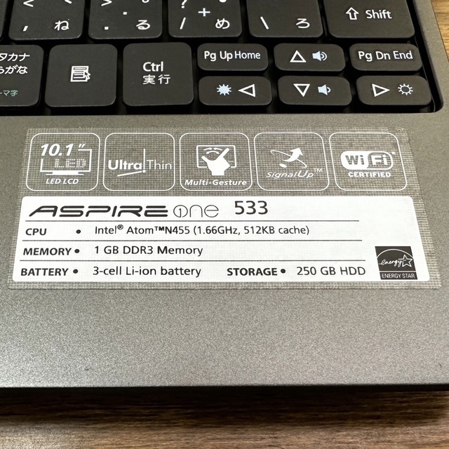 Acer(エイサー)のAcer Aspire one 533  ブラック　ノートパソコン スマホ/家電/カメラのPC/タブレット(ノートPC)の商品写真