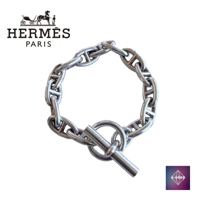 Hermes - HERMES エルメス シルバー シェーヌダンクル ブレスレット 14