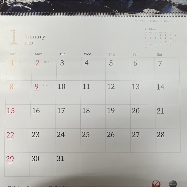 JAL 2023年　壁掛けカレンダー A WORLD OF BEAUTY インテリア/住まい/日用品の文房具(カレンダー/スケジュール)の商品写真