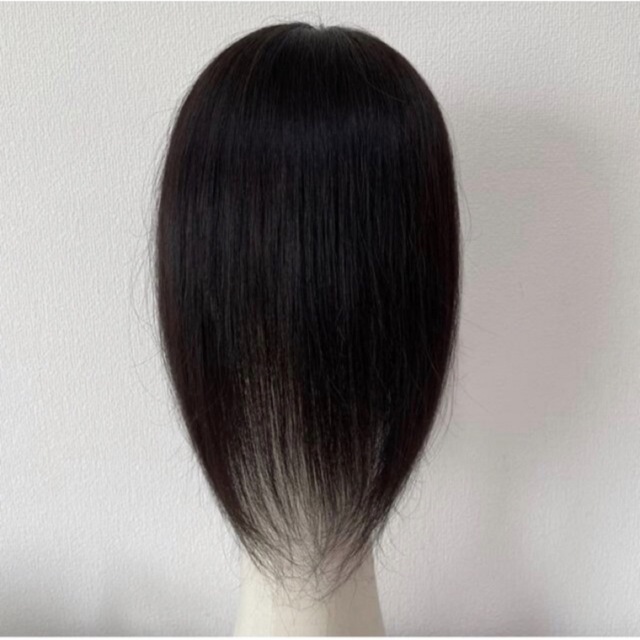 未カットヘアピース 百合子レミー人毛100%ウィッグ ブラック系 ヘア