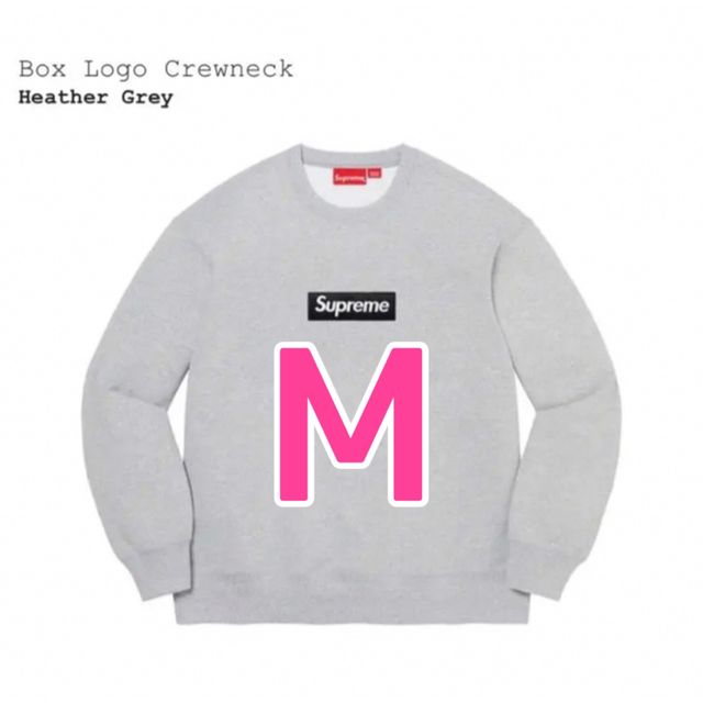 AshGreySIZESupreme Box Logo Crewneck Mサイズ - スウェット