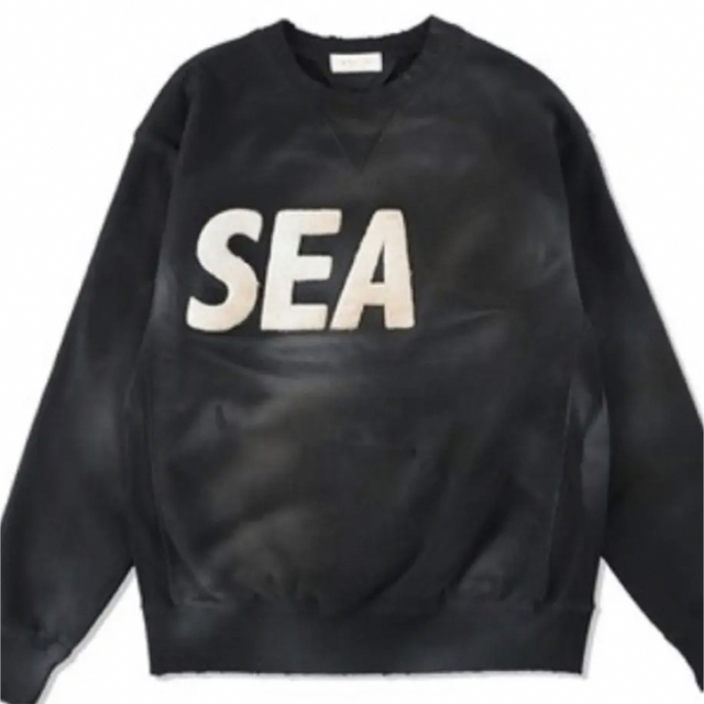 WIND AND SEA DAMAGED CREW NECK BLACK XL 【超安い】 stockshoes.co
