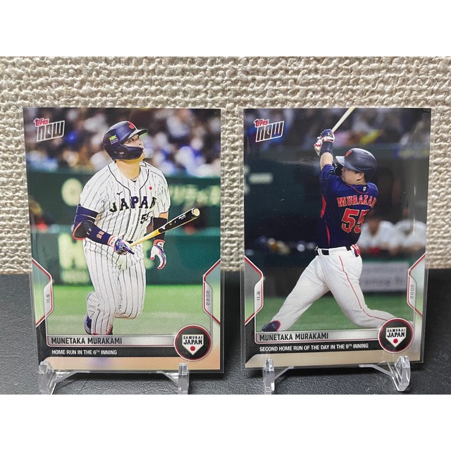 Topps now 侍ジャパン 村上宗隆　ホームラン記念カード 2枚セット スポーツ/アウトドアの野球(記念品/関連グッズ)の商品写真