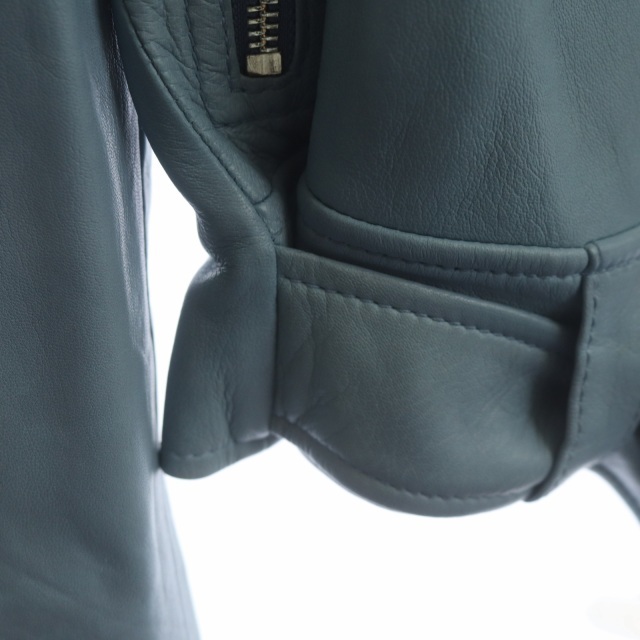 マイケルマイケルコース ライダースジャケット ラムレザー ダブル XS 水色 レディースのジャケット/アウター(ライダースジャケット)の商品写真