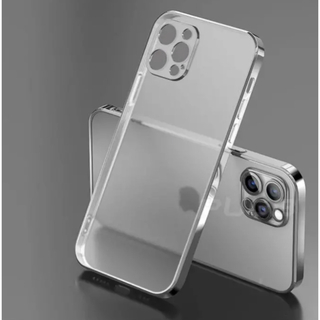 iPhone14pro メタリック クリア ケース シルバー 人気商品 安い (iPhoneケース)