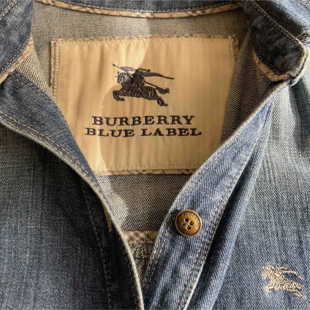 BURBERRY BLUE LABEL(バーバリーブルーレーベル)のBURBERRY BLUE LABEL☆リボン付きデニムワンピース レディースのワンピース(ひざ丈ワンピース)の商品写真