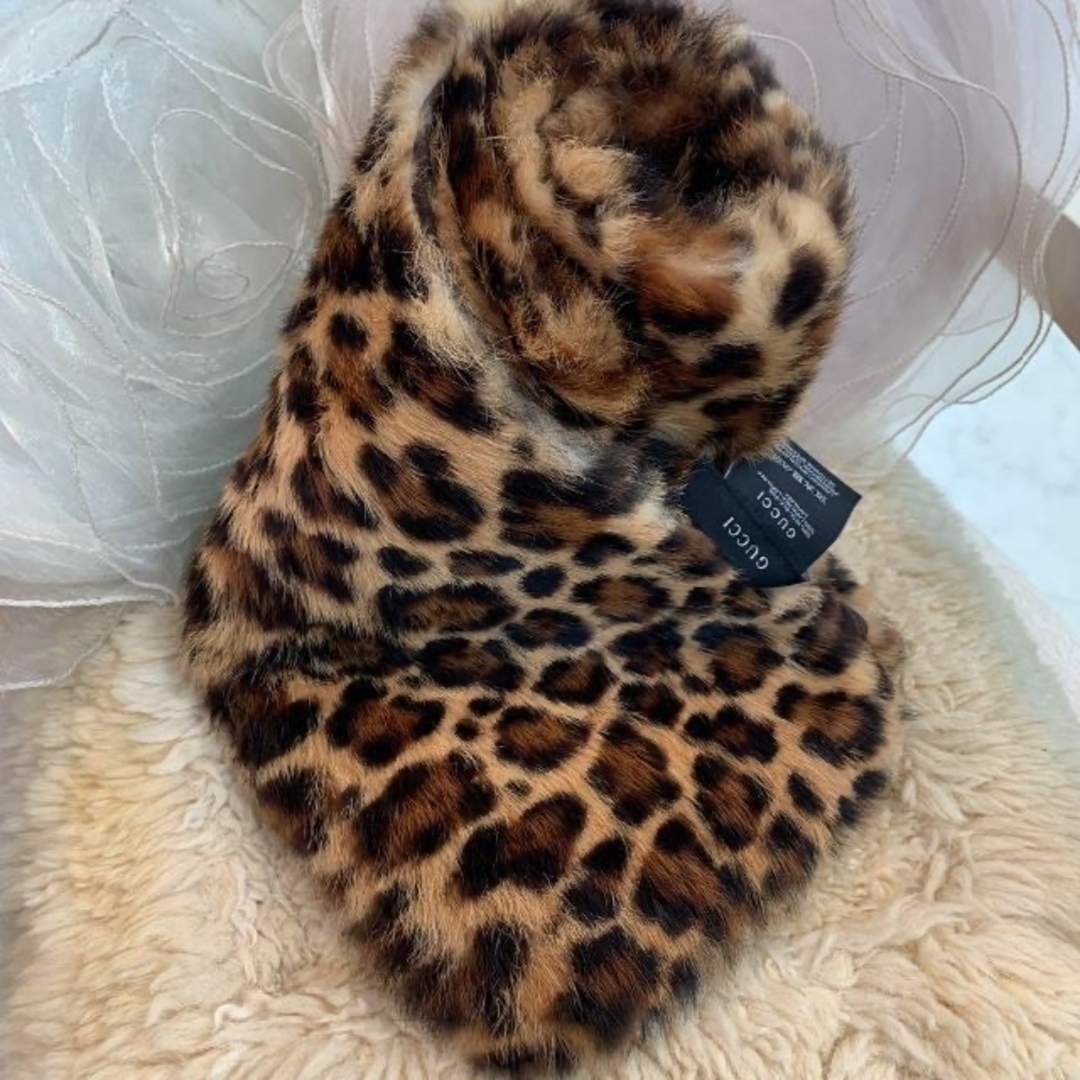 ☆美品☆GUCCI グッチ ラパンファー マフラー レオパード柄 豹柄-