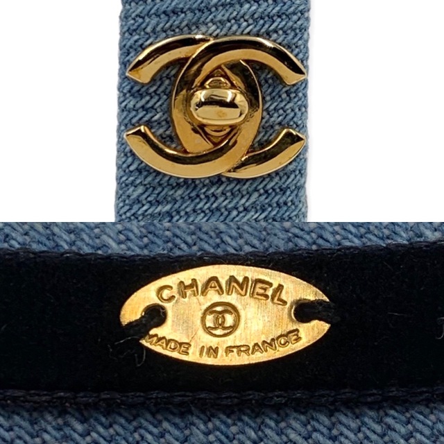 CHANEL シャネル ヘアアクセサリー カチューシャ デニム ココマーク ココ ターンロック シンプル ブルー系 レディース ギフト【中古品】