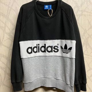 adidas激レア ビックロゴフーディー濃紺