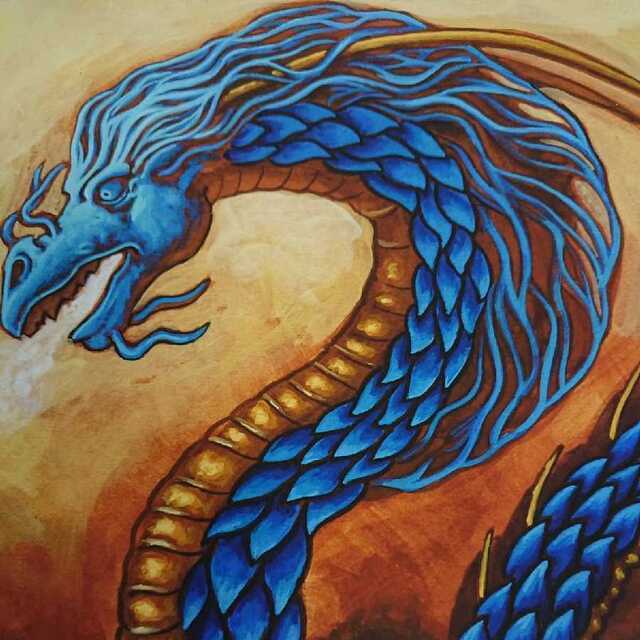 ブルー×レッド 《Shichifukujin Dragon》証明書付 サイン入プリント