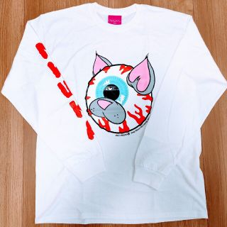 ミシカ(MISHKA)のミシカ　MISHKA　ロンＴ　新品未使用　サイズＬ　ホワイト　目玉プリント(Tシャツ/カットソー(七分/長袖))