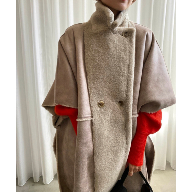 AMERI  REVERSIBLE BOA PONCHO COAT