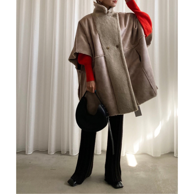 AMERI  REVERSIBLE BOA PONCHO COAT