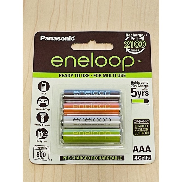 Panasonic(パナソニック)のeneloop エネループ 充電池限定モデル　ORGANIC単三、単四セット スマホ/家電/カメラの生活家電(その他)の商品写真