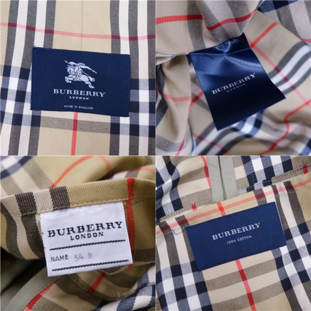 極美品 バーバリー ロンドン BURBERRY LONDON コート 英国製 ステンカラーコート バルマカーンコート コットン100% アウター メンズ 54(XL相当) ベージュカーキ