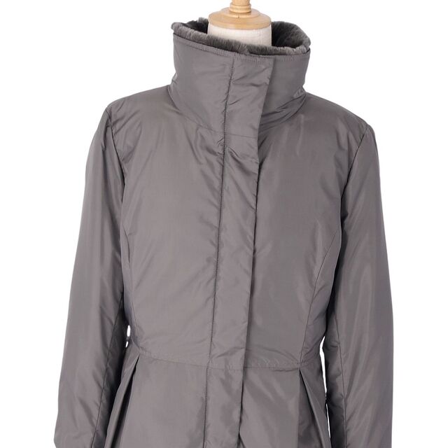美品 アルマーニ コレッツォーニ ARMANI COLLEZIONI コート 2way ダウンコート ラビットファー レディース 44 グレー