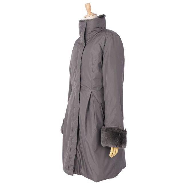 美品 アルマーニ コレッツォーニ ARMANI COLLEZIONI コート 2way ダウンコート ラビットファー レディース 44 グレー