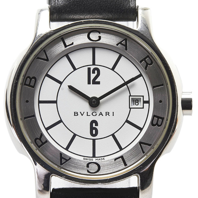 BVLGARI - ブルガリ ソロテンポ 腕時計 ST29S クオーツ ホワイト文字盤 ステンレススチール レザーベルト レディース BVLGARI 【1-0083220】
