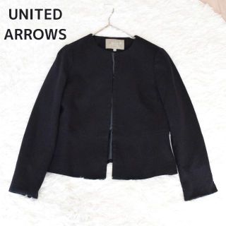 ユナイテッドアローズ(UNITED ARROWS)のUNITED ARROWS ネイビー ウール ノーカラージャケット 36 M S(ノーカラージャケット)