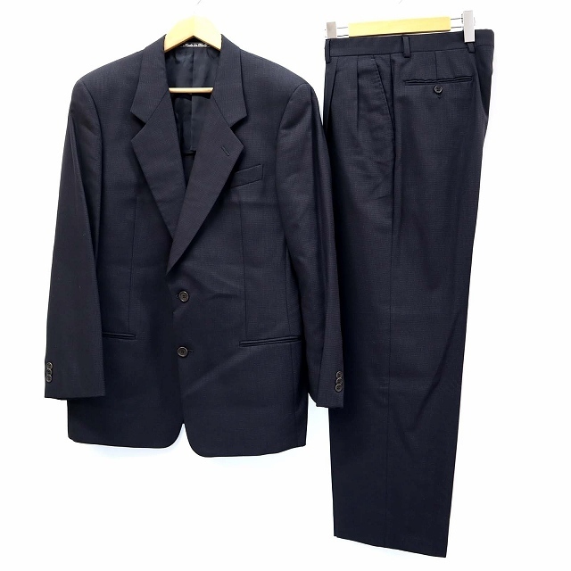 美品 ジョルジオアルマーニ GIORGIO ARMANI セットアップ シングル スーツ ウール ジャケット パンツ メンズ イタリア製 50(M相当) ネイビー